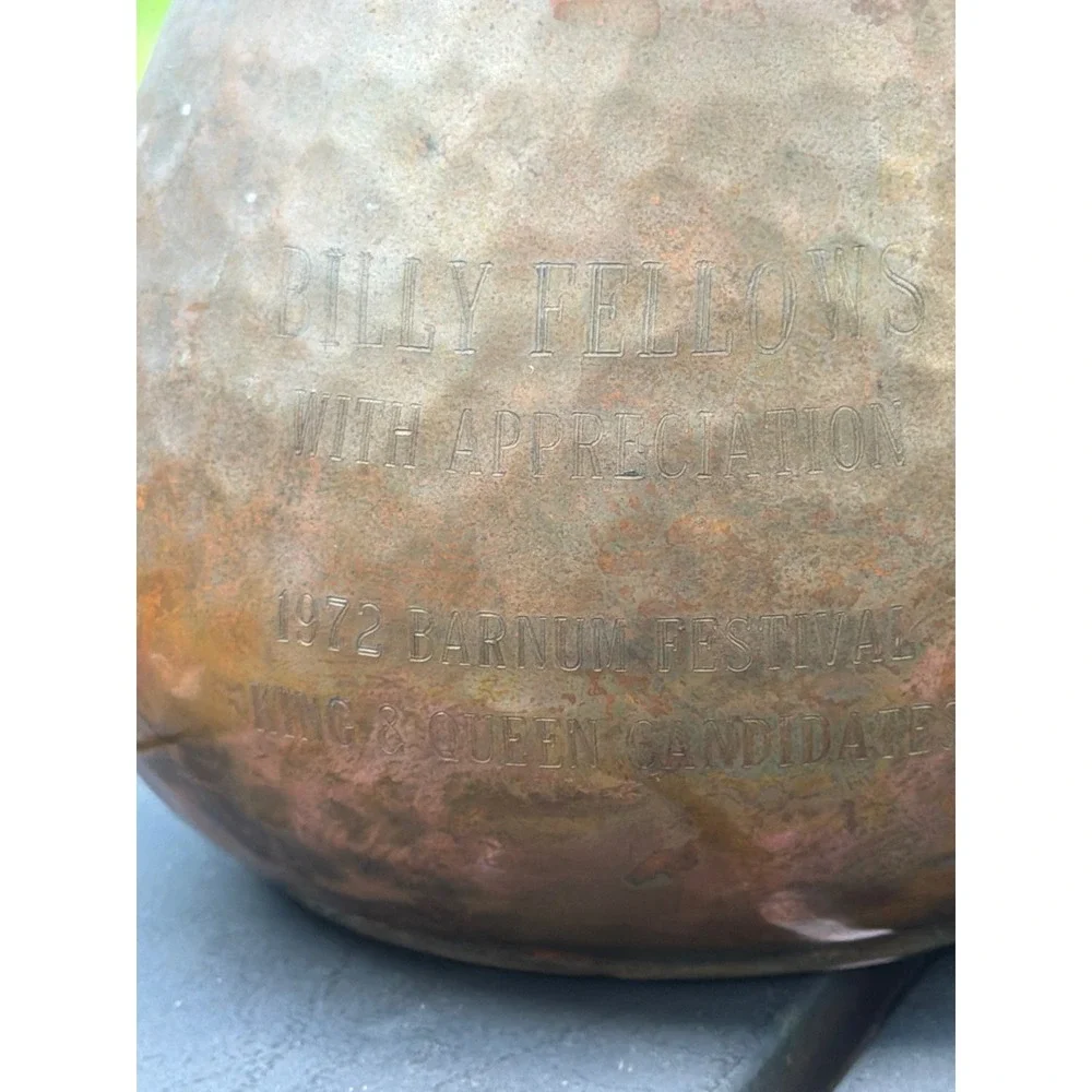 Vintage Hammered Copper Coffee Pot Italy Wood Handle 1972 Barnum Festival Pot